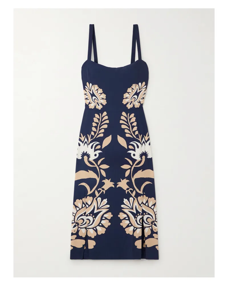 La DoubleJ Buy Me A Martini Midikleid Aus Crêpe Mit Blumenprint - Blau Blau