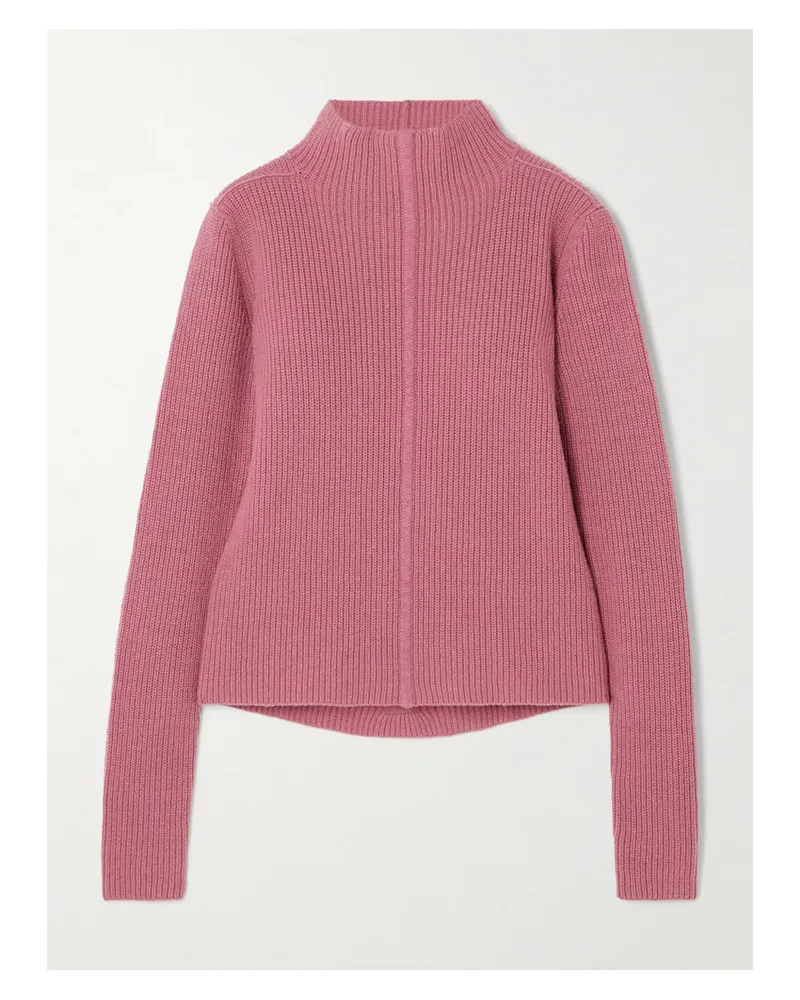 Rick Owens Maglia Stehkragenpullover Aus Einer Gerippten Kaschmir-wollmischung - Pink Pink