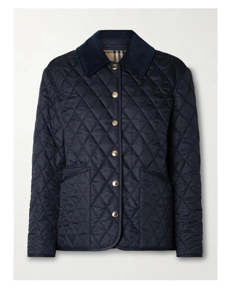 Burberry Wendbare Jacke aus Gestepptem Shell und Karierter Baumwolle Blau