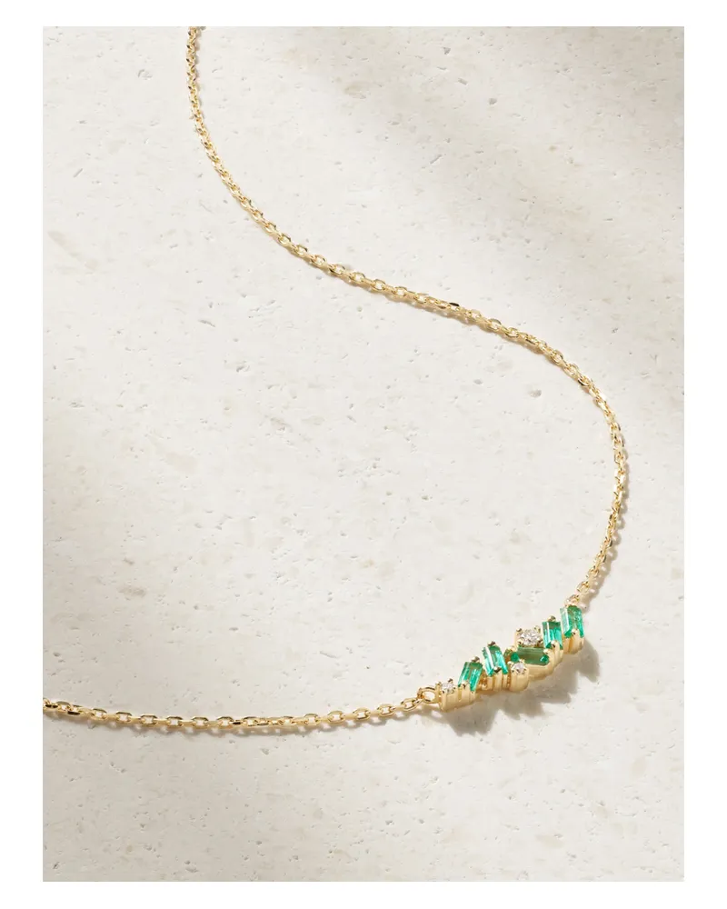 Suzanne Kalan Kette Aus 18 Karat Gold Mit Smaragden Und Diamanten Gold