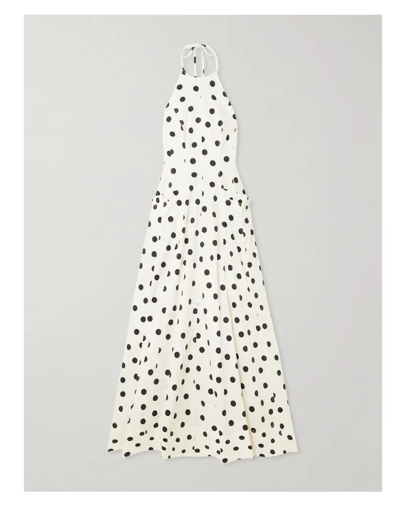 Rebecca Vallance Maisie Ruffled Polka-dot Cotton-blend Poplin Halterneck Maxi Dress - White White