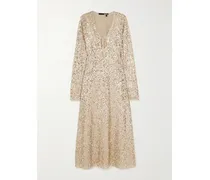 Midikleid Aus Recyceltem Tüll Mit Pailletten - Gold