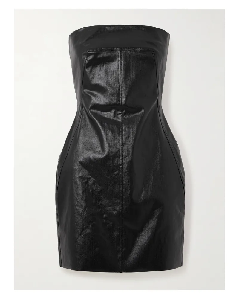 Rick Owens Mini-bustierkleid Aus Beschichtetem Denim - Schwarz Schwarz