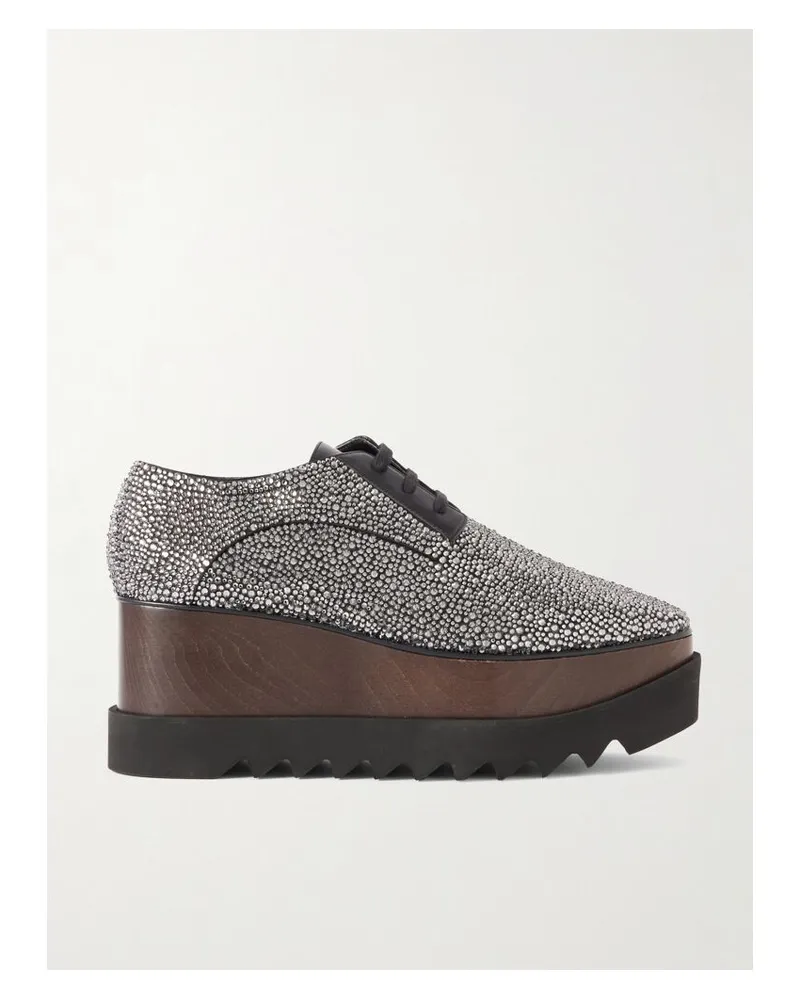 Stella McCartney Elyse Brogues Aus Kunstleder Mit Kristallen Und Keilabsatz - Schwarz Schwarz