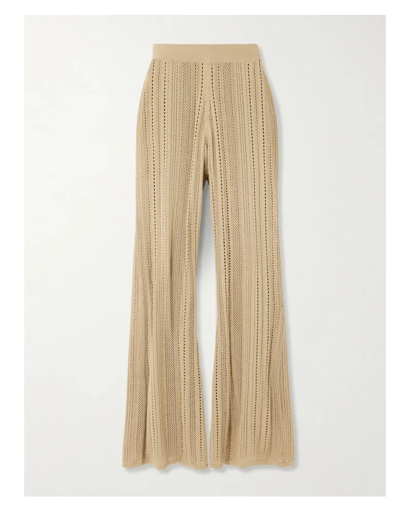 By Malene Birger Kiraz Hose Mit Weitem Bein Aus Einer Baumwollmischung In Pointelle-strick - Neutral Neutral