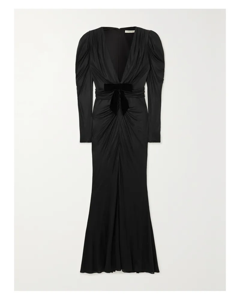 Alessandra Rich Robe Aus Jersey Mit Samtschleife - Schwarz Schwarz
