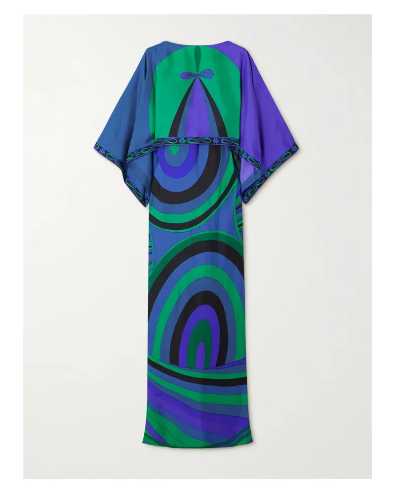 Emilio Pucci Layered Printed Silk-twill Maxi Dress - Blue Blue