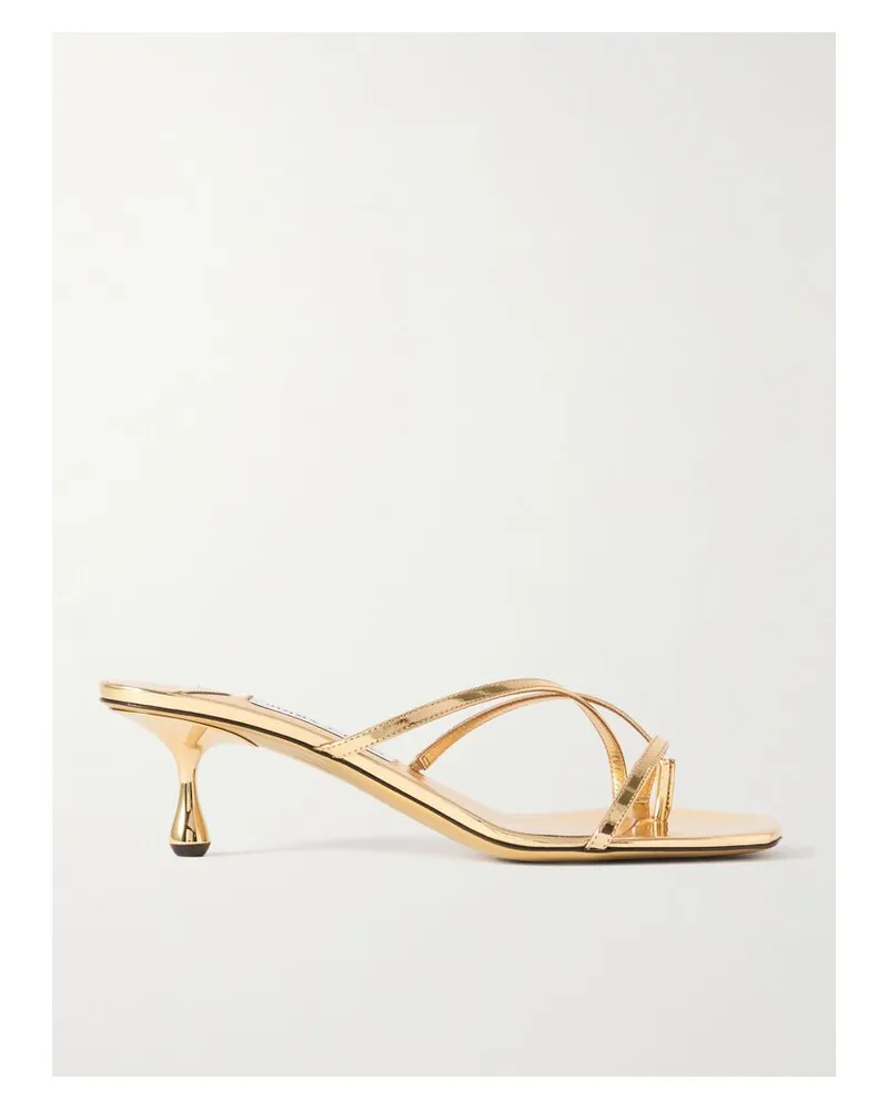 Jimmy Choo Etana 45 Mules Aus Leder Mit Spiegeleffekt - Gold Gold