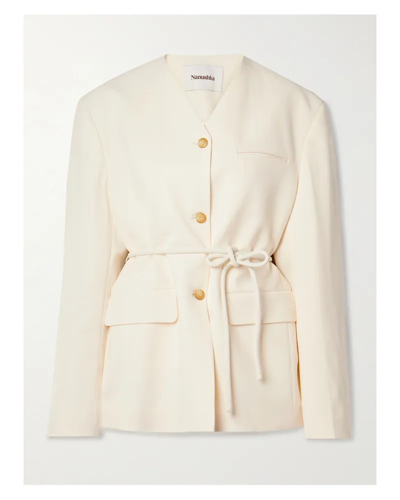 Nanushka Fem Jacke Aus Cady Mit Bindegürtel - Creme Creme