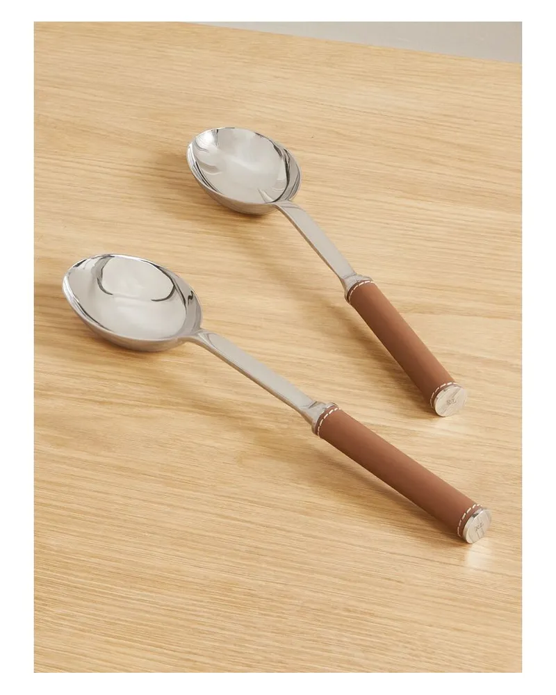 Ralph Lauren Home Wyatt Salatbesteck Aus Edelstahl Und Leder - Braun Braun