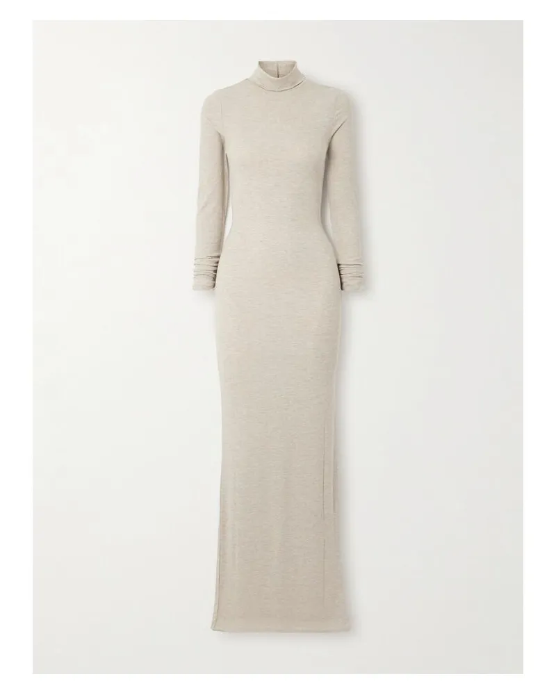 ÉTERNE Maxikleid Aus Geripptem Stretch-jersey Mit Rollkragen - Braun Braun