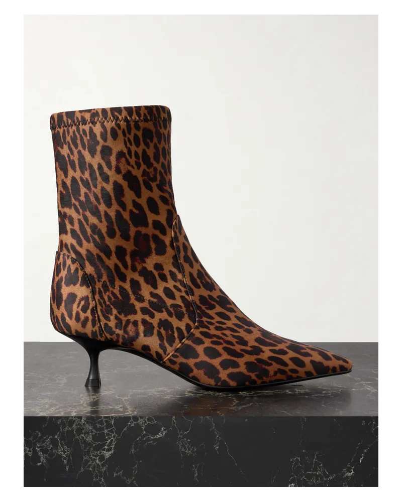 Stuart Weitzman Naomi Leopard-print Scuba Ankle Boots - Animal print Animal
