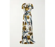 Belted Printed Satin Gown - Multi
