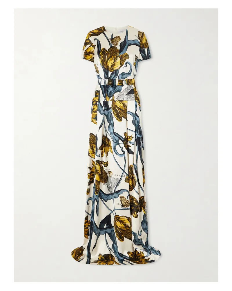 Erdem Belted Printed Satin Gown - Multi Multi