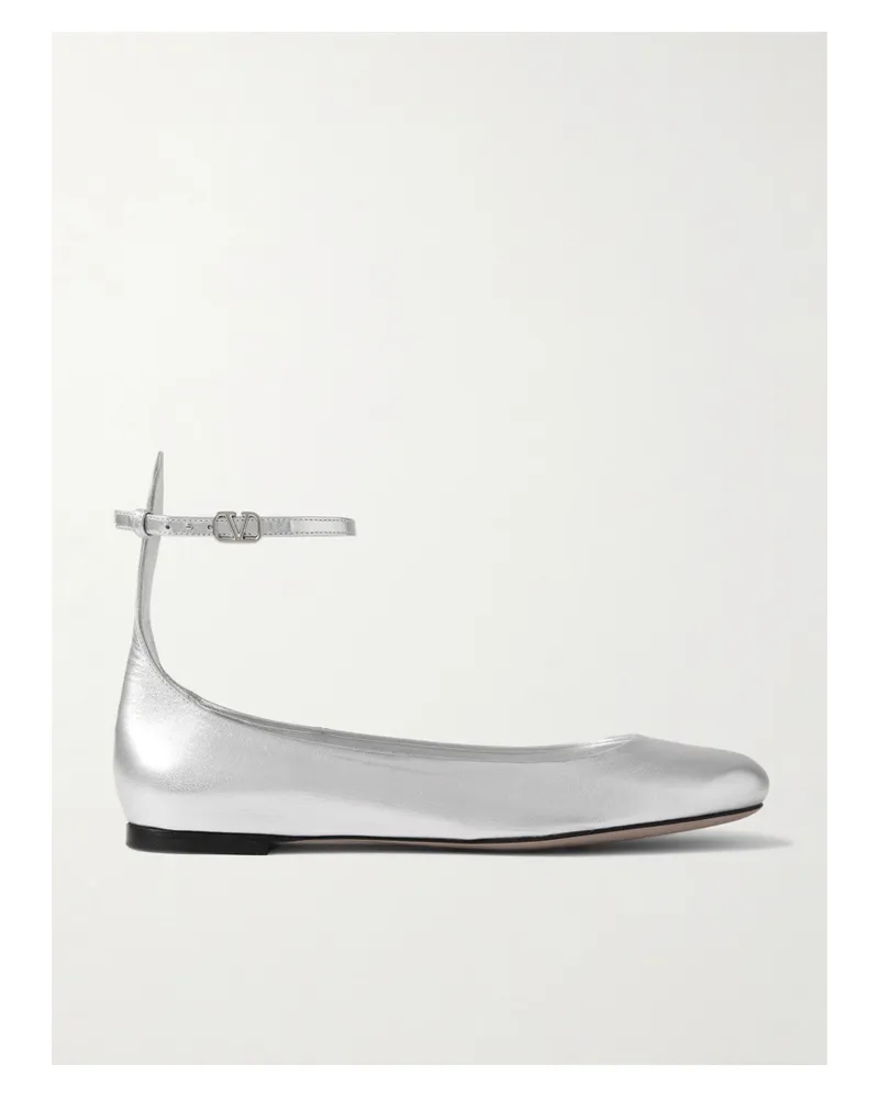 Valentino Garavani Tan-go Ballerinas Aus Leder In Metallic-optik - Silber Silber
