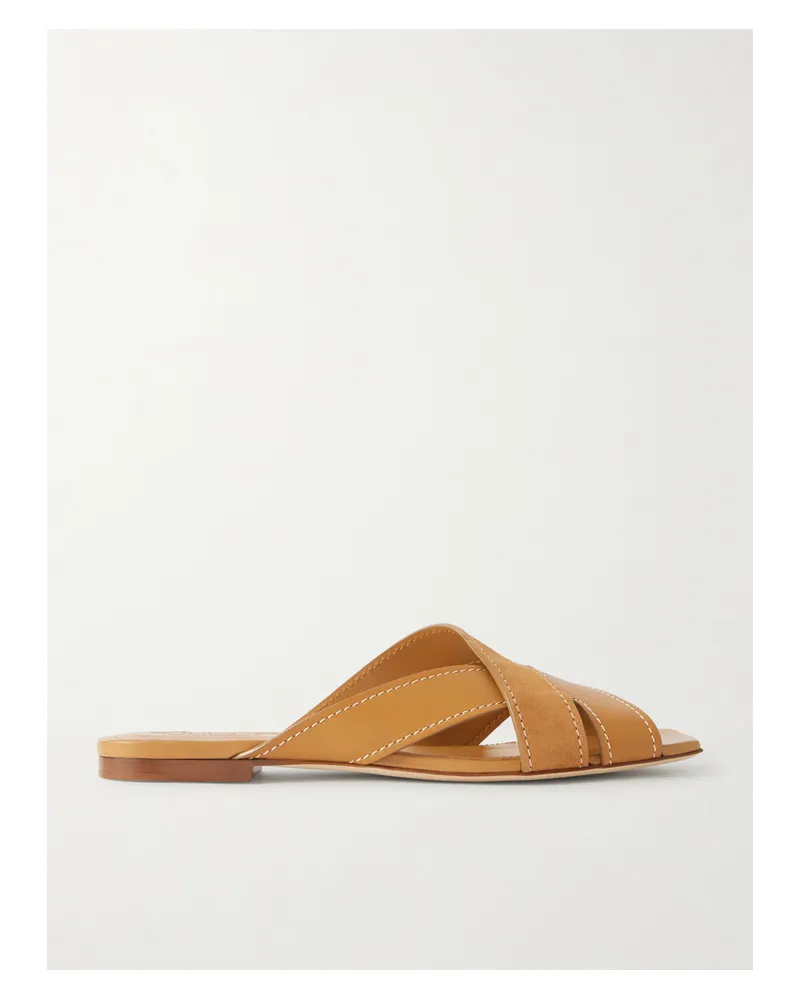 TOD'S Suede And Leather Slides - Brown Brown