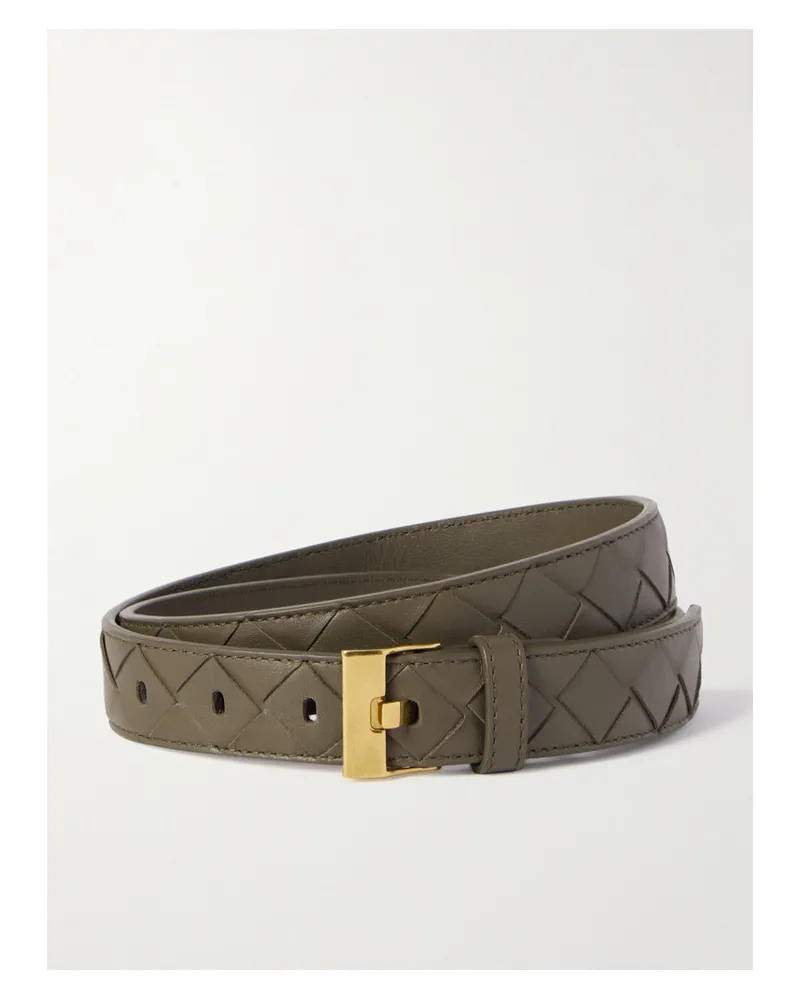 Bottega Veneta Intrecciato Leather Belt - Green Green