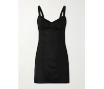 Lace-paneled Jersey Mini Dress - Black