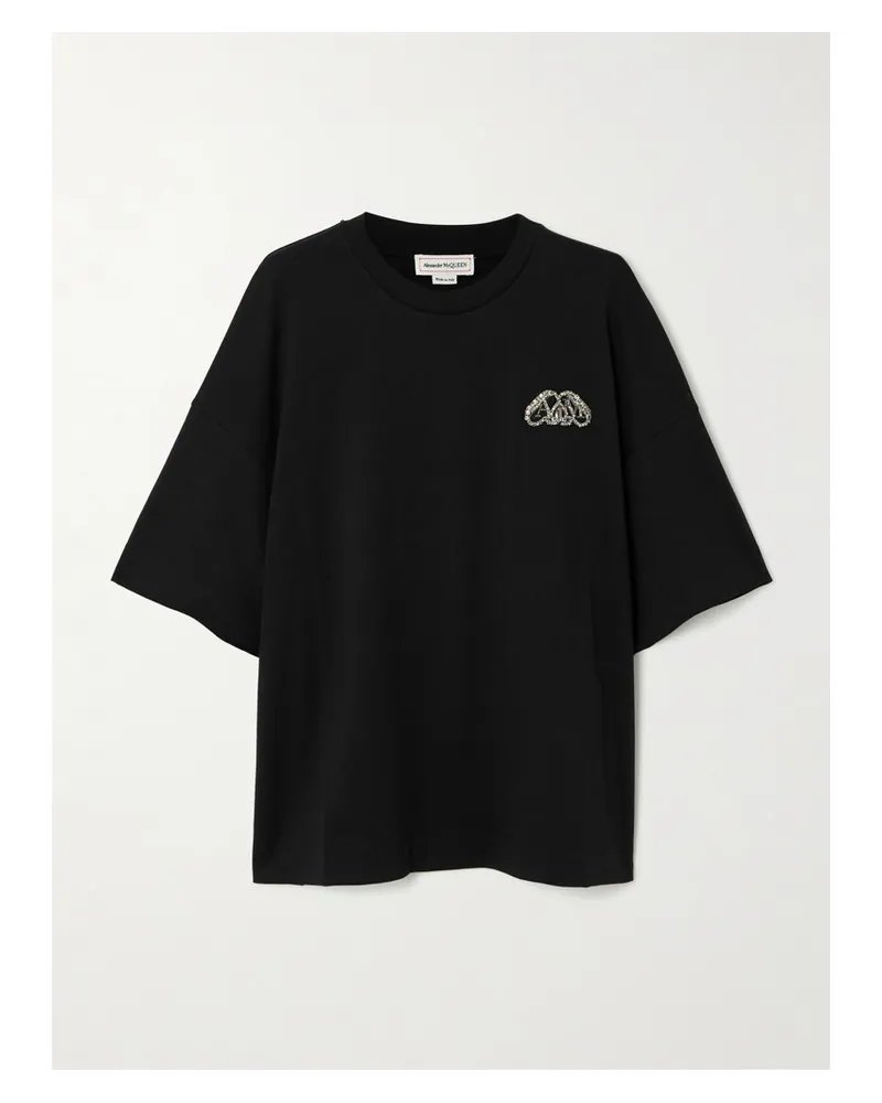 Alexander McQueen T-shirt aus Baumwoll-jersey mit Verzierung Schwarz