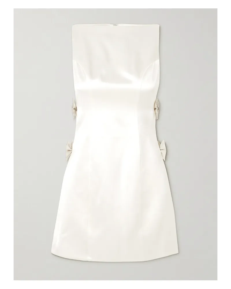 Retrofête Nadine Minikleid Aus Satin Mit Schleifen, Kristallen Und Cut-outs - Weiß Weiß