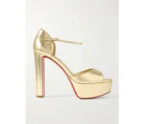 Sandaloo 130 Plateausandalen Aus Leder Mit Spiegeleffekt - Gold