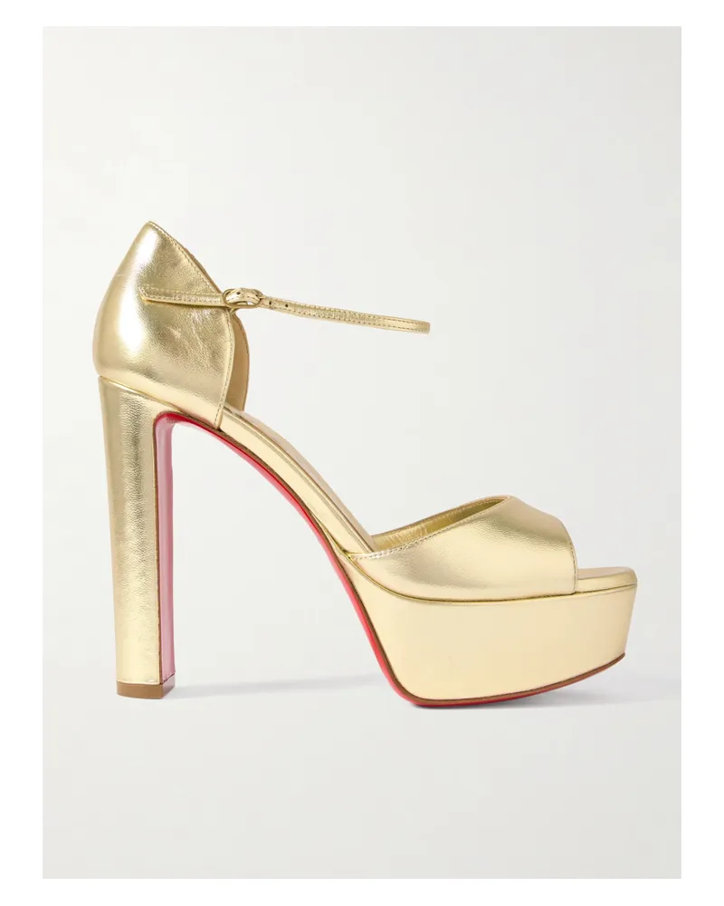 Christian Louboutin Sandaloo 130 Plateausandalen Aus Leder Mit Spiegeleffekt - Gold Gold