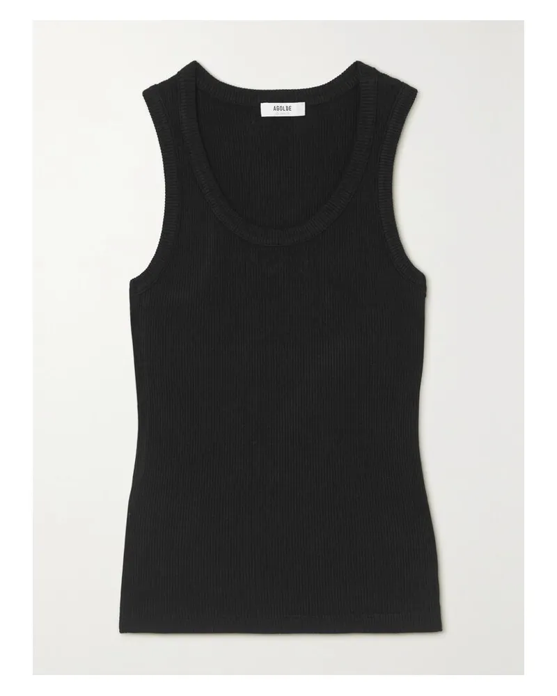 AGOLDE Poppy Tanktop Aus Geripptem Jersey Aus Einer Biobaumwoll-tencel™-mischung Mit Stretch-anteil - Schwarz Schwarz