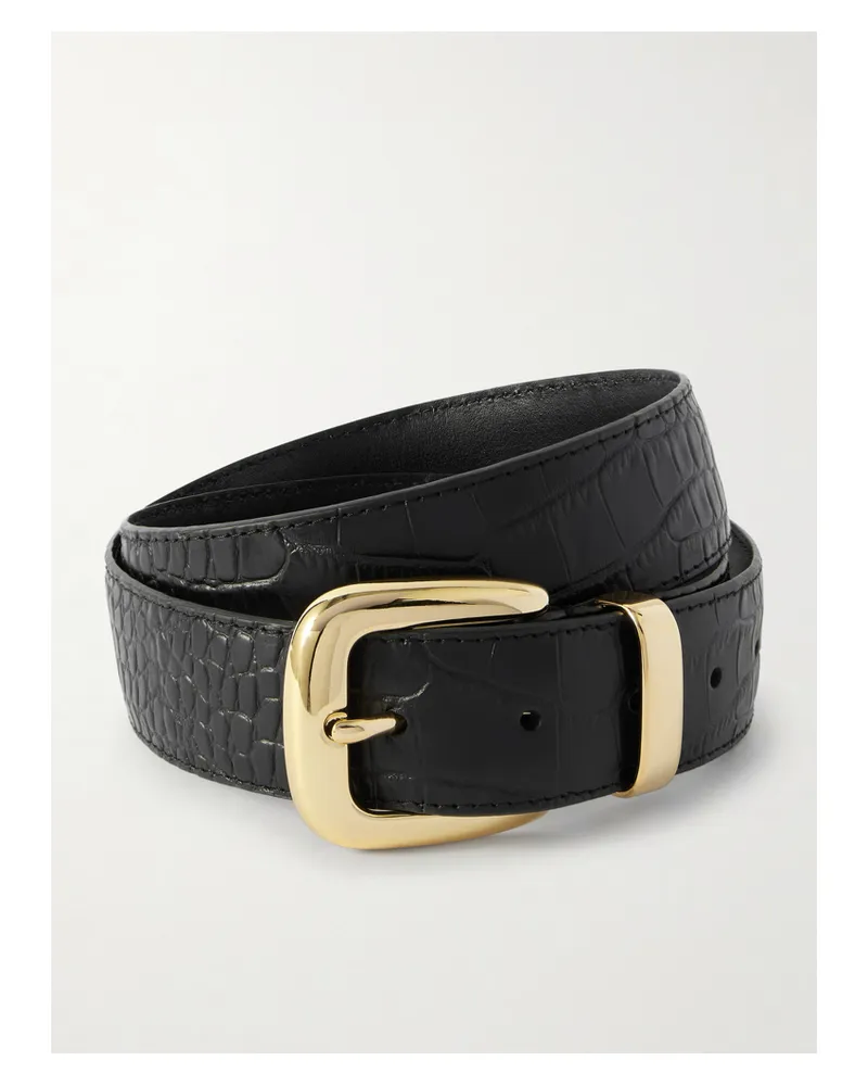 Anderson's Croc-effect Leather Belt - Black Black