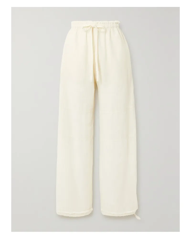 Acne Studios Hose Mit Weitem Bein Aus Einer Baumwoll-leinenmischung Mit Fransen - Wollweiß Wollweiß