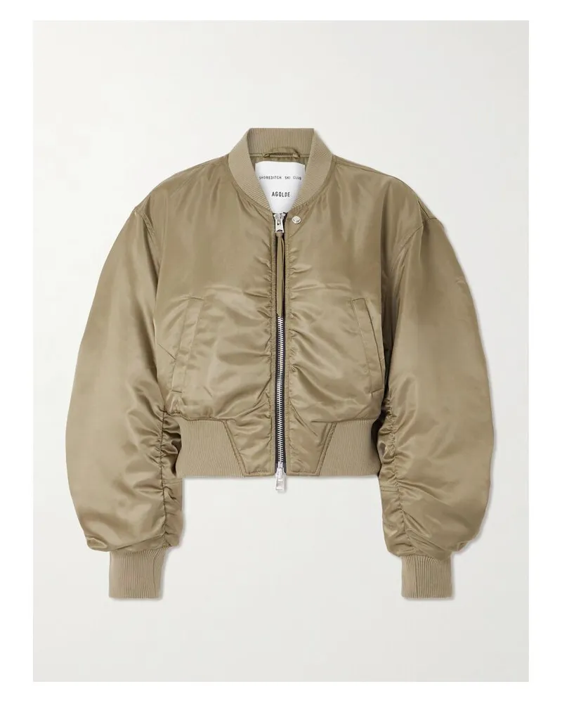 AGOLDE Shoreditch Ski Club Jett Verkürzte Bomberjacke Aus Glänzendem, Recyceltem Twill - Grün Grün