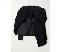 Wool And Satin-trimmed Crepe Jacket - Black