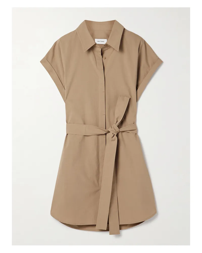 Matteau Mini-hemdblusenkleid Aus Biobaumwollpopeline Mit Bindegürtel - Neutral Neutral