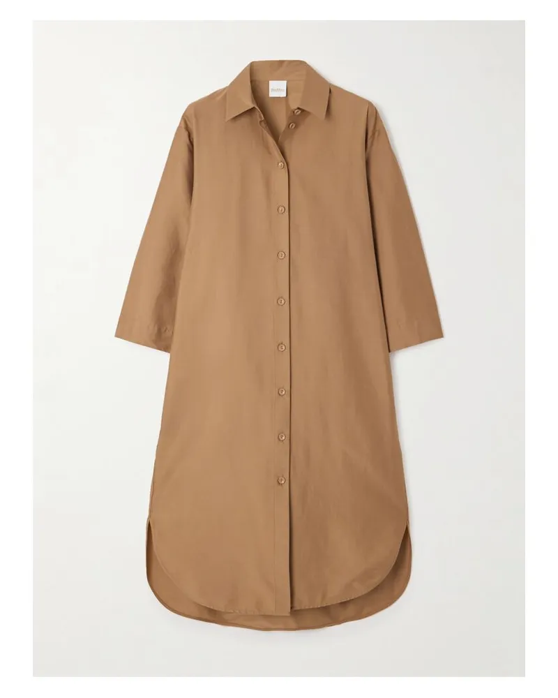 Max Mara Sella Midi-hemdblusenkleid Aus Popeline Aus Einer Baumwollmischung - Braun Braun