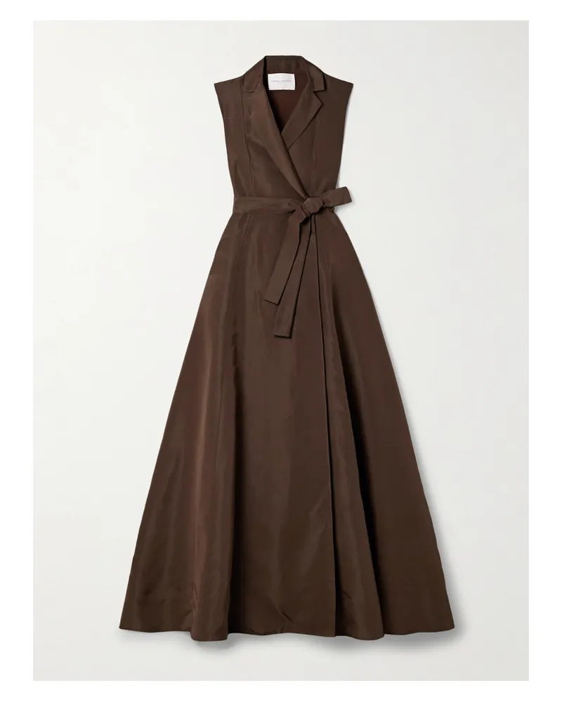 Carolina Herrera New York Wickelrobe Aus Seiden-faille Mit Bindegürtel - Braun Braun