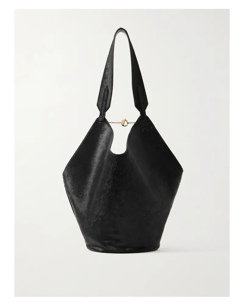 KHAITE Lotus Small Leather Tote - Black Black