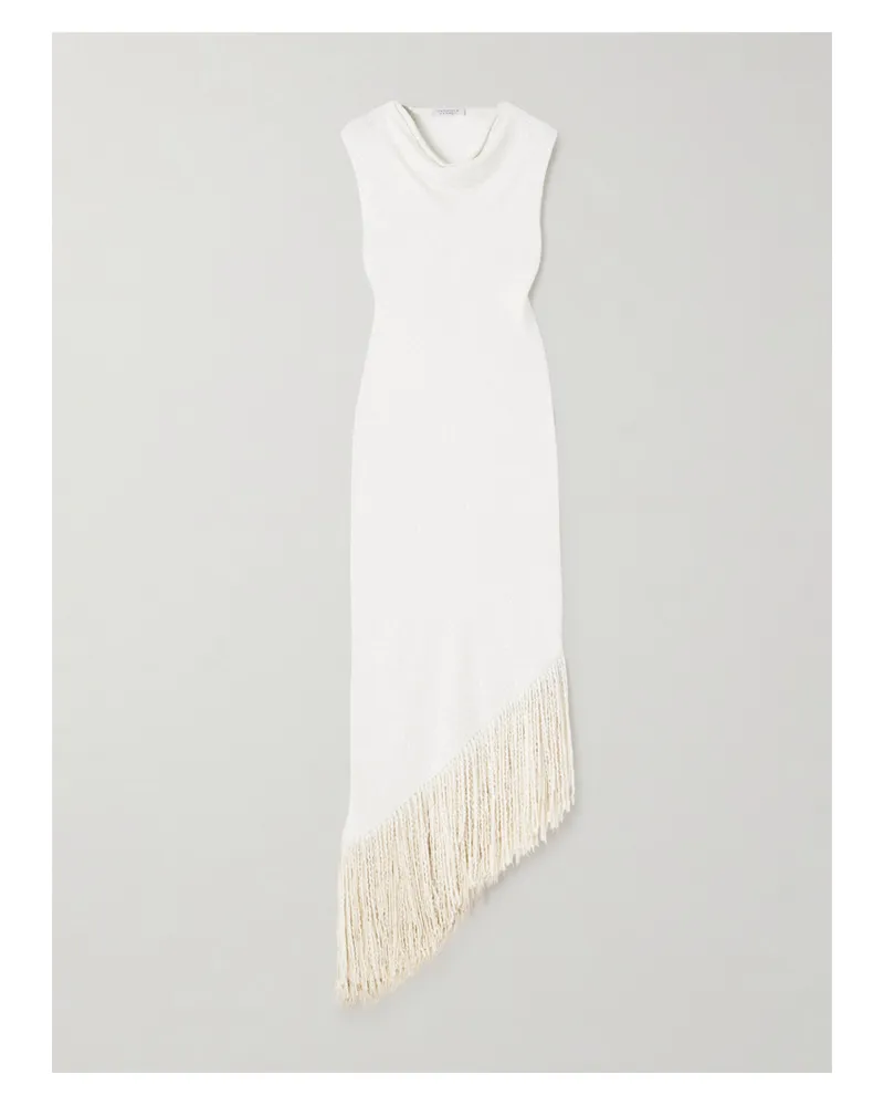 Gabriela Hearst Awar Maxikleid Aus Seiden-bouclé Mit Fransen - Elfenbein Elfenbein