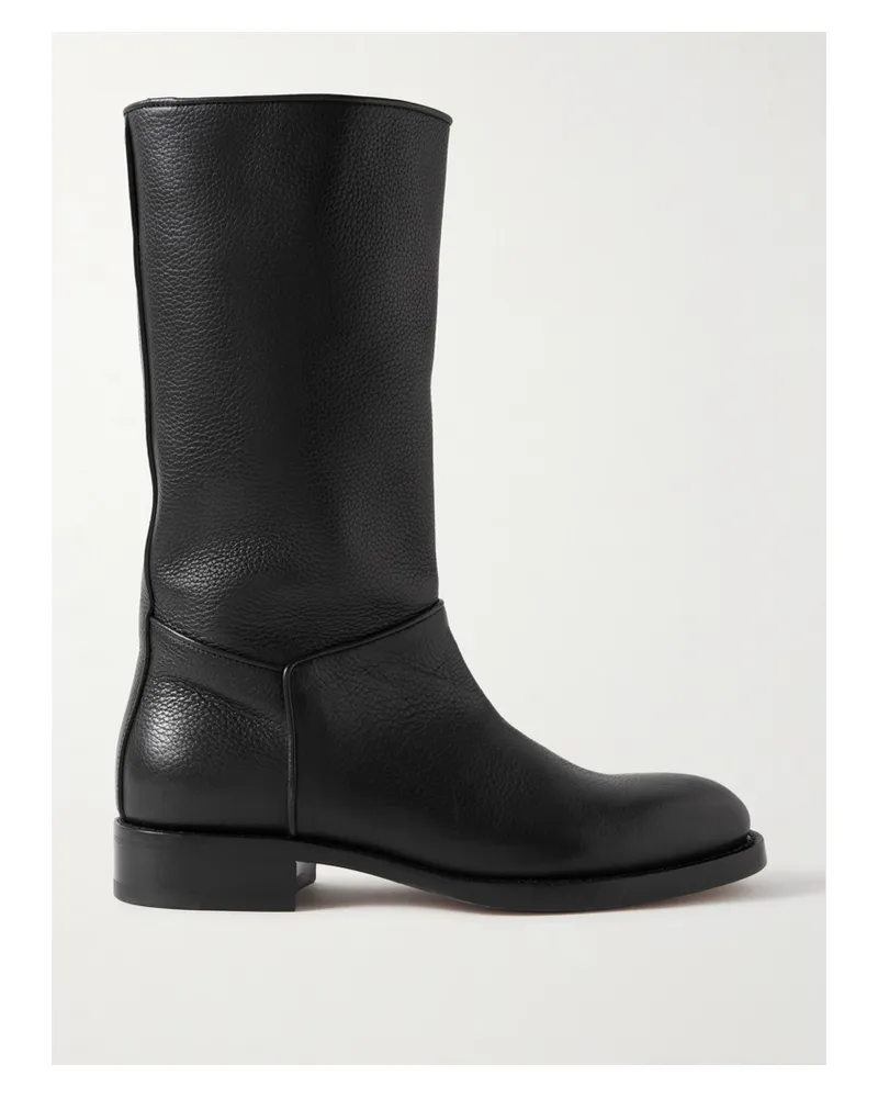 The Row Noblis Schnürstiefel Aus Strukturiertem Leder - Schwarz Schwarz