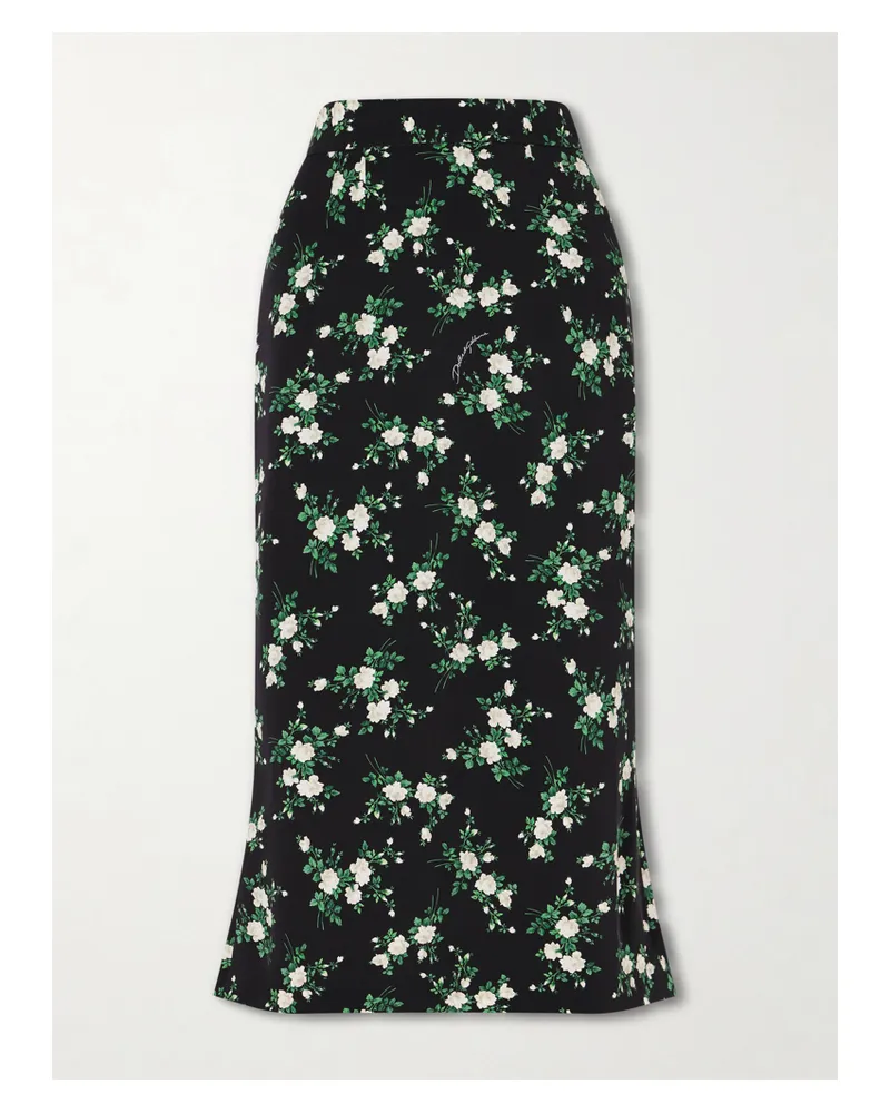 Dolce & Gabbana Floral-print Satin Midi Skirt - Black Black