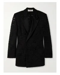 Saint Laurent Doppelreihiger Blazer aus Spitze Schwarz