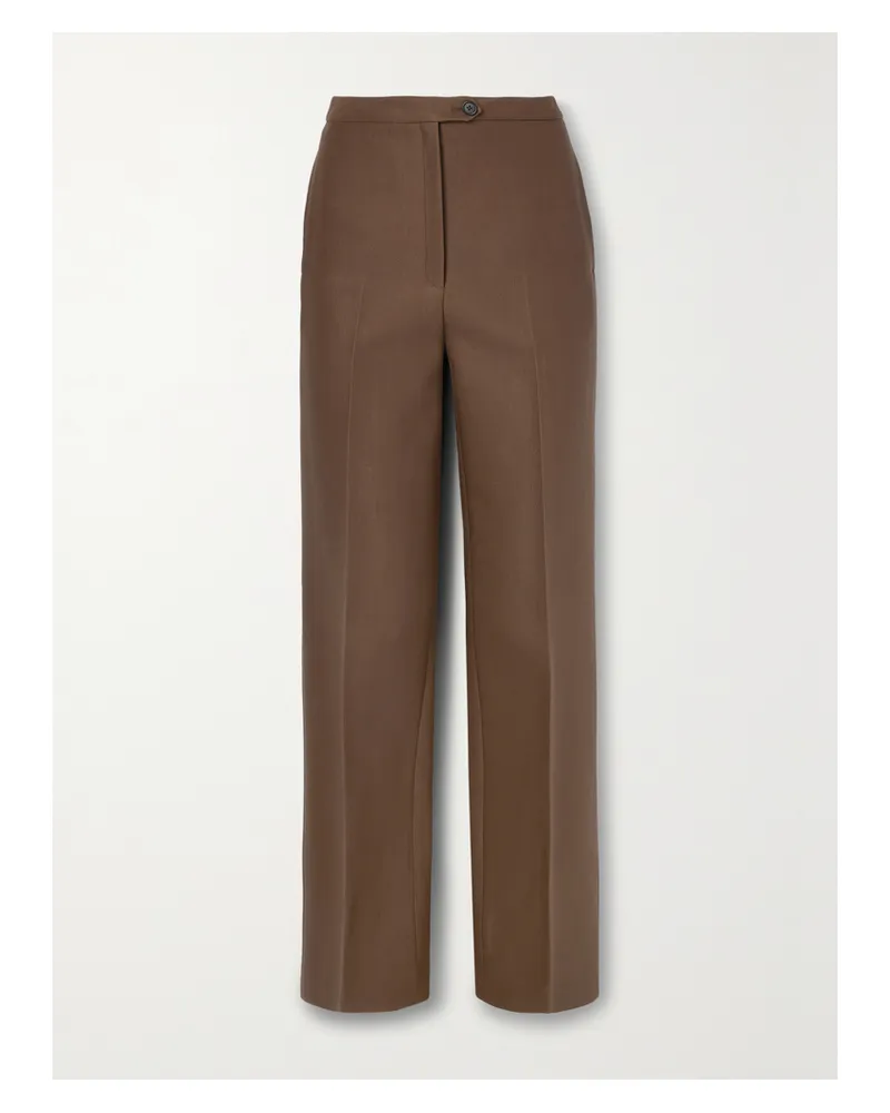 The Row Elia Hose Mit Geradem Bein Aus Twill Aus Einer Woll-seidenmischung - Braun Braun