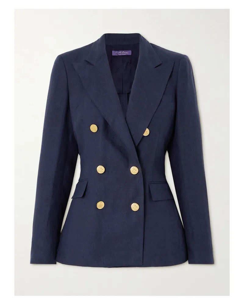 Ralph Lauren Camden Doppelreihiger Blazer aus Leinen Blau