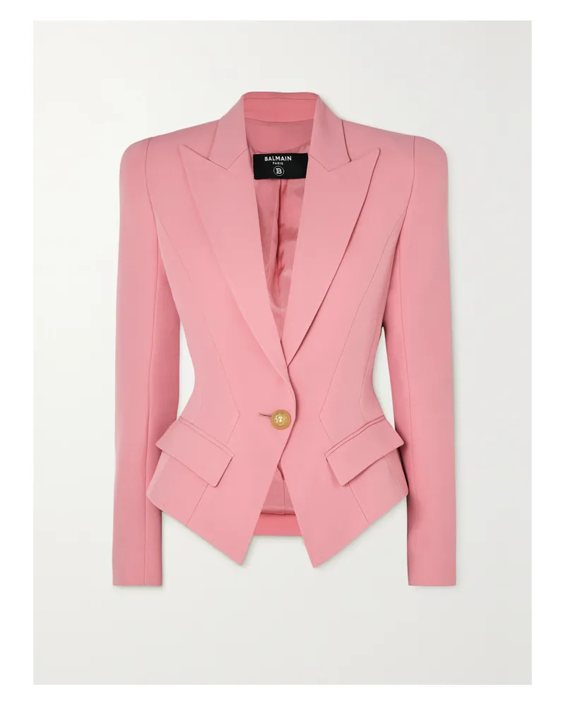 Balmain Blazer Aus Woll-piqué - Pink Pink