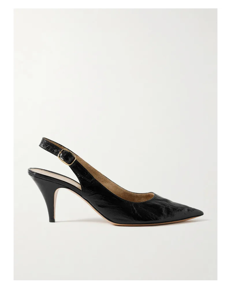 KHAITE River Slingback-pumps aus Leder in Knitteroptik Schwarz