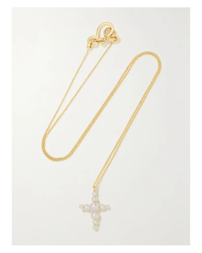 Sophie Bille Brahe Petite Fellini Kette Aus 14 Karat Gold Mit Perlen Gold