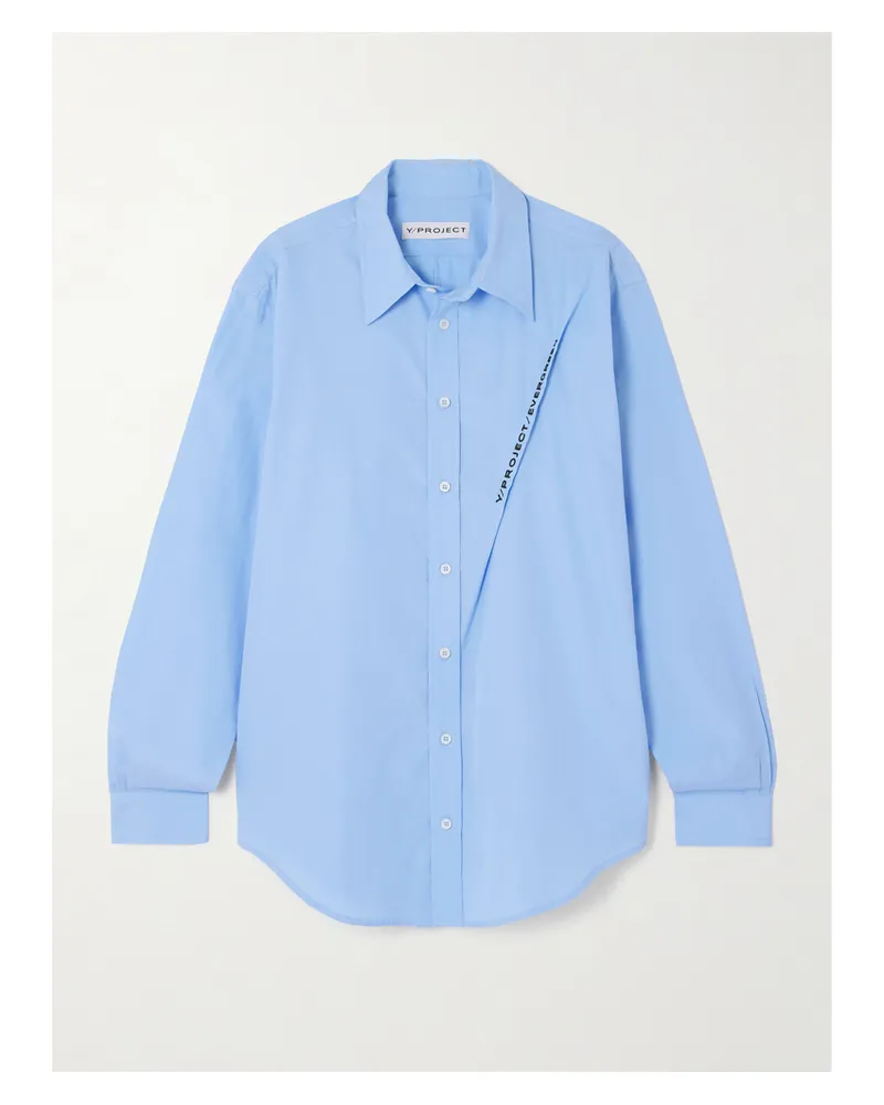 Y/PROJECT Hemd Aus Biobaumwollpopeline Mit Stickerei - Blau Blau