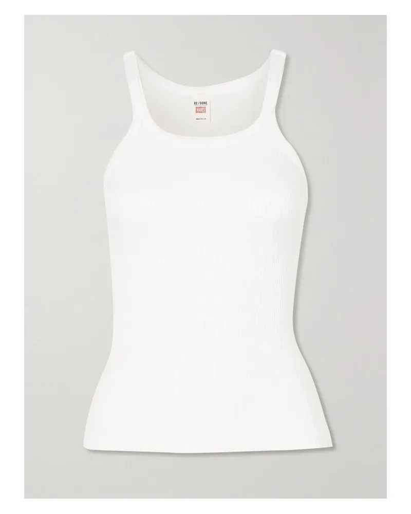 RE/DONE Tanktop Aus Geripptem Baumwoll-jersey - Weiß Weiß