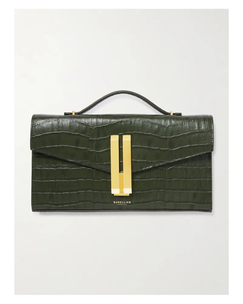 DeMELLIER The Vancouver Croc-effect Leather Clutch - Green Green