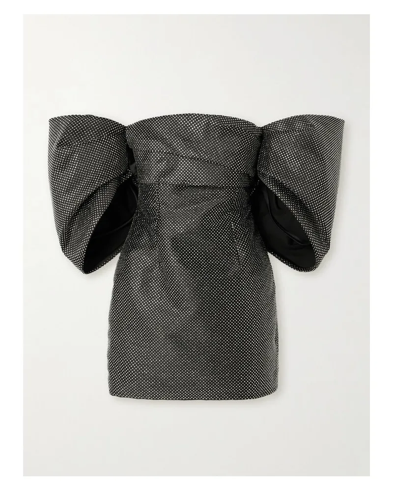 Solace London Elina Schulterfreies Minikleid Aus Faille Mit Kristallen Und Raffungen - Schwarz Schwarz