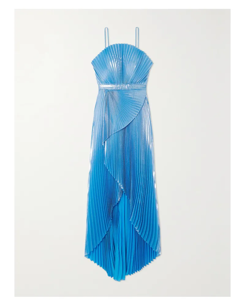 SEMSEM Net Sustain Capri Robe Aus Plissiertem Lamé - Blau Blau