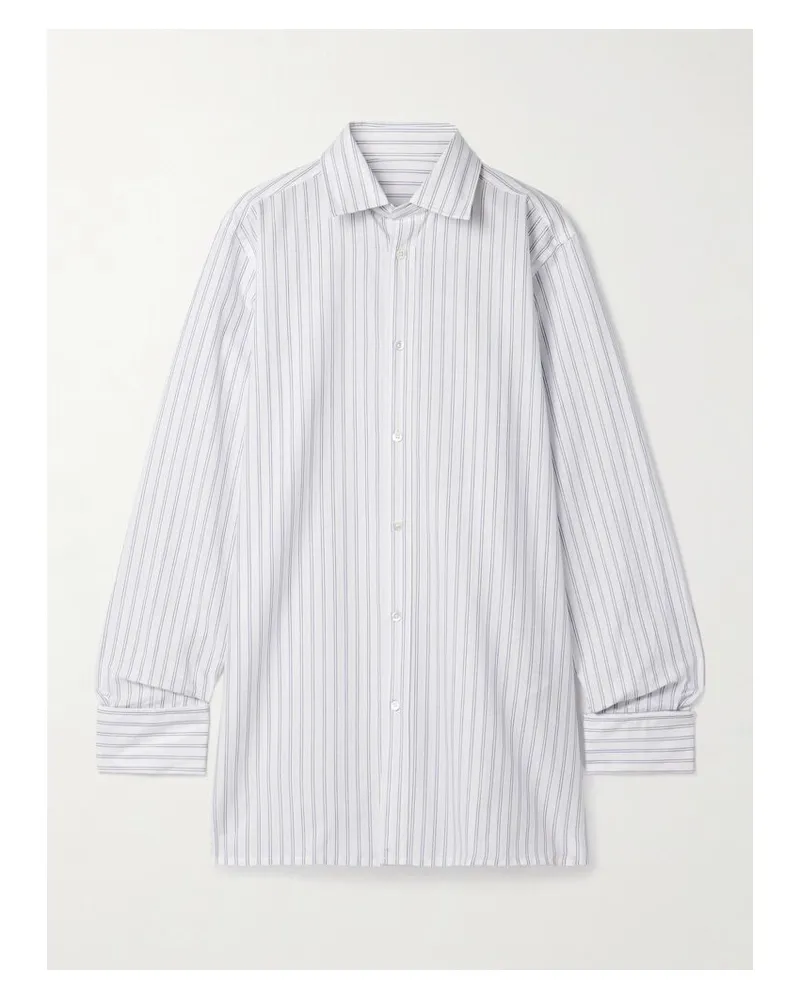 Maison Margiela Oversized-hemd Aus Gestreifter Baumwolle - Weiß Weiß
